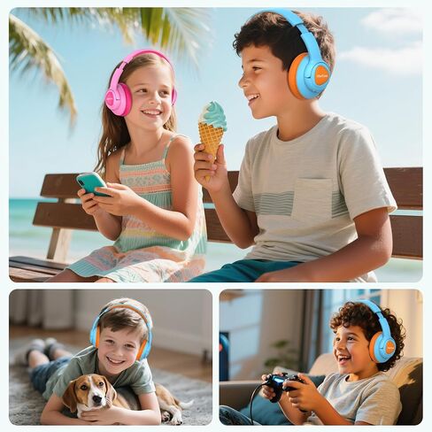 Kids Bluetooth Headphones, 60H Playtime, Volume Limited 85/94dB, Bluetooth 5.4, Type-C Fast Charging, Foldable Wireless Headphones for Kids, Toddler Headsets with HD Mic-Blue in Saudi Arabia
