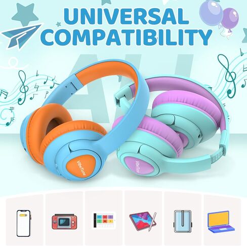 Kids Bluetooth Headphones, 60H Playtime, Volume Limited 85/94dB, Bluetooth 5.4, Type-C Fast Charging, Foldable Wireless Headphones for Kids, Toddler Headsets with HD Mic-Blue in Saudi Arabia