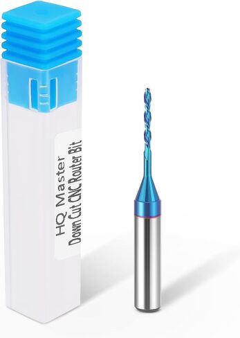 HQMaster Extra Long Spiral Router Bit 1/4 inch Shank Solid Carbide CNC Router Bit with Nano Blue Coating End Mill for Wood Cut, Carving (1/4" x 1/4" x 1-1/8" x 3" Downcut) in Kuwait