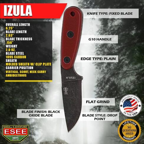 سكاكين ESEE Izula-B-BO مع مقبض، وغمد بوليمر مصبوب، ولوحة مشبك (Coyote Brown G10) in Saudi Arabia