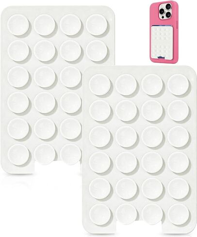 2 PCS Silicone Suction Cup Phone Case Card Holder - Hands-Free, Sturdy Grip Holder, Suitable for Storing Bus Passes, ID Cards, Selfies - Compatible with iPhone and Android (White) in Kuwait