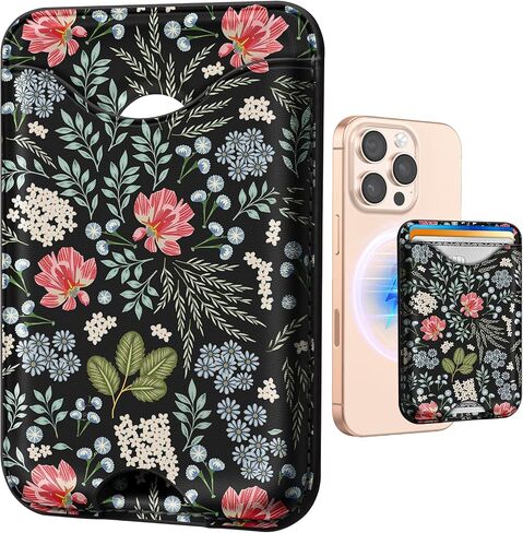 Shorogyt Compatible with Magsafe Wallet Magnetic Card Holder - Phone Wallets Cute Cartoon Design for Women Teen Girls Slim for iPhone 16/15/14/13/12 Series for Apple Mag RFID Magnet, Fit 3 Cards in Kuwait