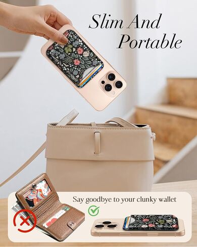 Shorogyt Compatible with Magsafe Wallet Magnetic Card Holder - Phone Wallets Cute Cartoon Design for Women Teen Girls Slim for iPhone 16/15/14/13/12 Series for Apple Mag RFID Magnet, Fit 3 Cards in Kuwait