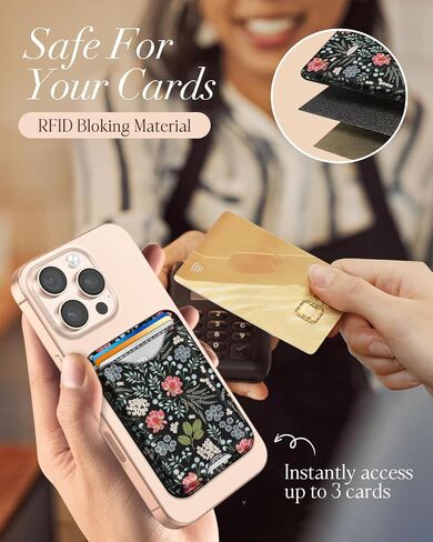 Shorogyt Compatible with Magsafe Wallet Magnetic Card Holder - Phone Wallets Cute Cartoon Design for Women Teen Girls Slim for iPhone 16/15/14/13/12 Series for Apple Mag RFID Magnet, Fit 3 Cards in Kuwait