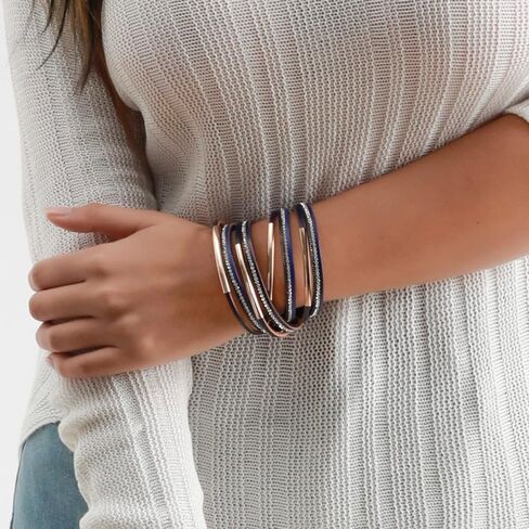 Artilady Boho Wrap Bracelet for Women Leather Rose Quartz Agete Bracelets Healing Crystal Jewelry Stackable Natural Stone Gift for Girls in Saudi Arabia