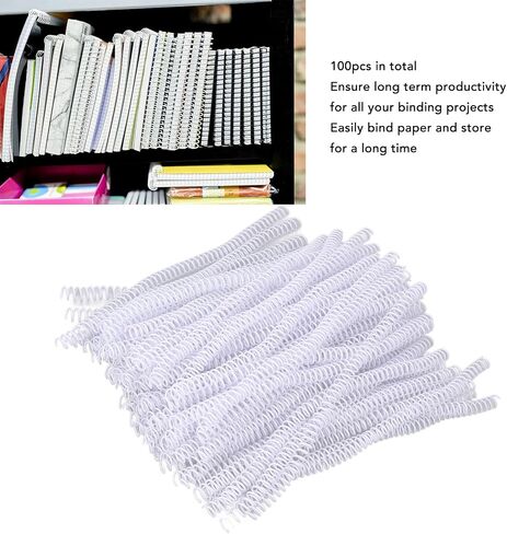 9.5mm Plastic Spiral Binding Coils 48 Teeth 75 Sheet Capacity, for A4 Paper 360 Degree Page Rotation Function (White) in Saudi Arabia