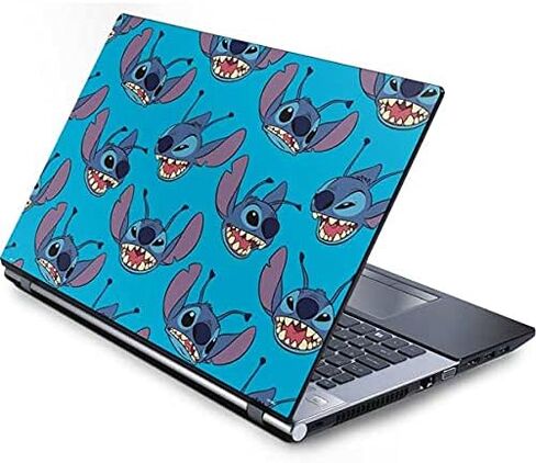 Skinit Decal Laptop Skin Compatible with Generic 16in Laptop (13.4in X 9.26in) - Officially Licensed Disney Lilo and Stitch Face Expression Pattern Design in Saudi Arabia