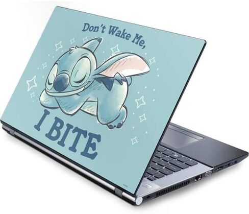 Skinit Decal Laptop Skin Compatible with Generic 16in Laptop (13.4in X 9.26in) - Officially Licensed Disney Lilo and Stitch Face Expression Pattern Design in Saudi Arabia