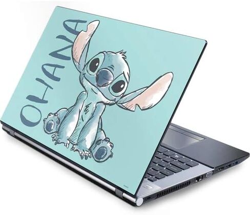 Skinit Decal Laptop Skin Compatible with Generic 16in Laptop (13.4in X 9.26in) - Officially Licensed Disney Lilo and Stitch Face Expression Pattern Design in Saudi Arabia