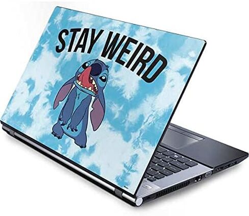 Skinit Decal Laptop Skin Compatible with Generic 16in Laptop (13.4in X 9.26in) - Officially Licensed Disney Lilo and Stitch Face Expression Pattern Design in Saudi Arabia