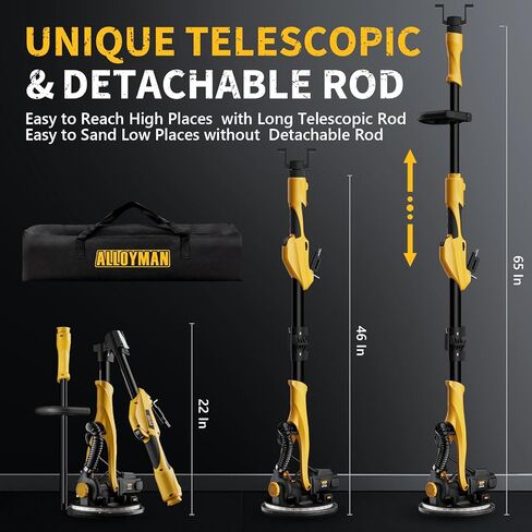 Alloyman Drywall Sander, 1050W Electric Drywall Sander with Vacuum Dust Collection, 2100RPM Wall Sander with 6 Variable Speed, Foldable & Extendable Handle, Double-Deck LED Light, Dust Bag and Hose in Kuwait