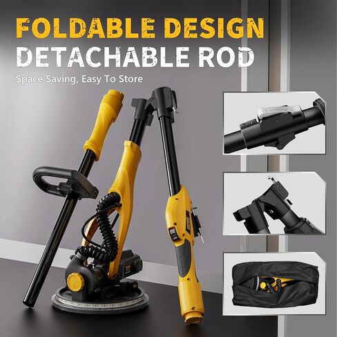 Alloyman Drywall Sander, 1050W Electric Drywall Sander with Vacuum Dust Collection, 2100RPM Wall Sander with 6 Variable Speed, Foldable & Extendable Handle, Double-Deck LED Light, Dust Bag and Hose in Kuwait