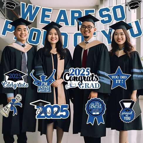 Blue Graduation Party Decorations 2024, We Are So Proud of You Graduation Banner and Congrats Grad Hanging Swirls, College Graduation Decorations Class of 2024 Party Supplies in Saudi Arabia