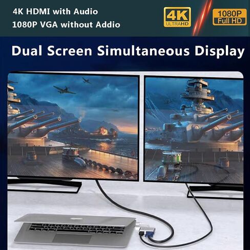 DisplayPort إلى محول HDMI & VGA ، DP إلى محول VGA ، دعم مراقب مزدوج ، 4K HDMI الإخراج الكامل HD 1080P VGA ، متوافق مع الكمبيوتر المحمول ، الكمبيوتر ، الشاشة in Kuwait