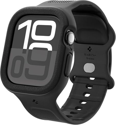 Spigen Vault Pro Designed for Apple Watch Series 10 46mm Case with Band Protective TPU Cover with Strap (2024) - Matte Black in Saudi Arabia
