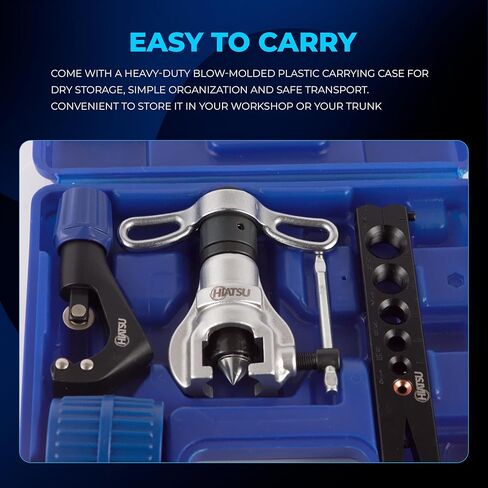 مجموعة أدوات التوهج والتأرجح الفاخرة من HIATSU مثالية لنظام التدفئة والتهوية وتكييف الهواء (HVAC) - مجموعة أدوات التوهج النحاسي مع مخروط حرق شديد التحمل من الفولاذ المطلي بالكروم ومفتاح ربط السقاطة - تتضمن حقيبة الحمل | مجموعة أدوات حرق HVAC in Kuwait