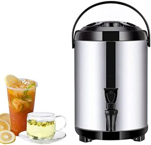 304 Stainless Steel Boiler Warmer Coffee Urn Stainless Steel Hot Water Kettle Dispenser with Cover And Spigot, Milk Tea Bucket Insulated Barrel for Hot Water Or Beverage,Black,16L in Kuwait