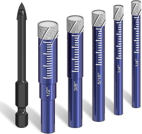 6 PCs Diamond Drill Bit Set for Porcelain, Ceramic, Glass & More - Versatile Tile Drill Bits for Efficient, Precise Drilling in Kuwait