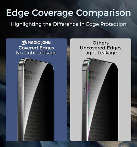 Magic John 3rd Gen تم ترقيته إلى iPhone 16 Pro Privacy Screen Protector 6.3 Inch ، 25 ° شاشة مضادة للتجسس ، والزجاج المقسى الصدمية ، وإزالة الغبار التلقائي ، وخالية من الفقاعات ، وتثبيت سهلة ، 2 عبوة in Saudi Arabia