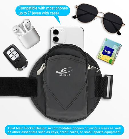 HiRui Universal Comfort Armband Phone Holder Running Armband Adjustable Wristband Phone Holder for Exercise Workout Compatible with iPhone 15/14/13/Plus/Pro Samsung Galaxy All Phones (Black) in Saudi Arabia