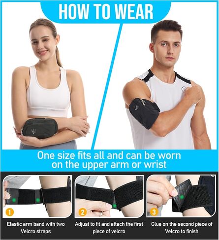 HiRui Universal Comfort Armband Phone Holder Running Armband Adjustable Wristband Phone Holder for Exercise Workout Compatible with iPhone 15/14/13/Plus/Pro Samsung Galaxy All Phones (Black) in Saudi Arabia
