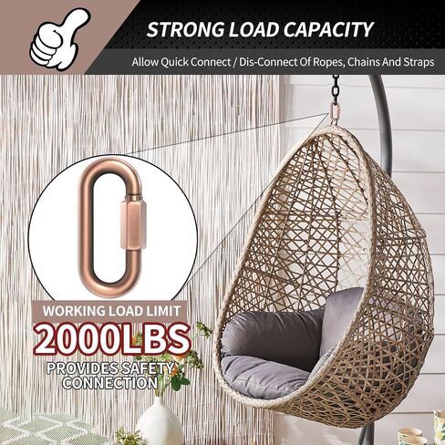2.3" Chain Quick Links, 8 Pcs 1/4" Marine Grade Screw Chain Links, Large Opening Chain Connector Chain Coupler, 900 Lbs Capacity in Saudi Arabia