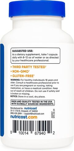 Nutricost Lactobacillus Acidophilus 10 مليار CFU، 120 كبسولة نباتية in Saudi Arabia