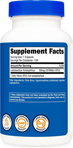 Nutricost Lactobacillus Acidophilus 10 مليار CFU، 120 كبسولة نباتية in Saudi Arabia