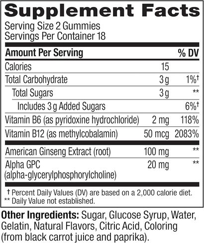 OLLY Laser Focus Gummy, Ginseng, Alpha GPC, B Vitamins, Berry Tangerine Flavor - 36 Count in Kuwait