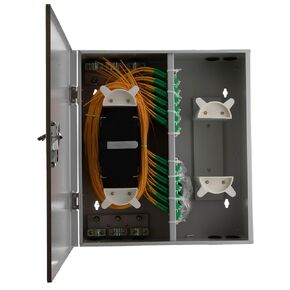 NavePoint Indoor Fiber Enclosure, 72 Port LC/APC Duplex, 144 LC/APC Pigtails, Wall Mount, SPCC Steel, 11.8"x9.4"x3.9", for FTTH, Telecom, CATV, LAN, Data Centers