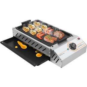 2.5KW Non-stick Coating Electric Grill, Commercial Electric Countertop Griddles 122-572°F Adjustable Temperature Control, Electric Barbecue Grill for Home or Restaurant Use