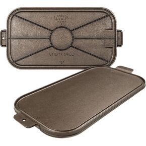 Wagner Cast Iron Griddle-1950 reissue عتيقة في صندوق خشبي-شواية مزدوجة الموقد للطبخ في الهواء الطلق-الحديد الزهر المسبق-المصنوع يدويًا في الولايات المتحدة الأمريكية-غير لاصق طبيعي