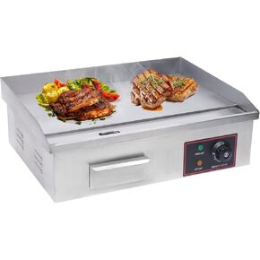 21.26inch Commercial Electric Griddle, Electric Countertop Griddle Non-Stick Griddles with 50-300℃ Adjustable Temperature Control, Stainless Steel Countertop Griddle for Kitchen Camping