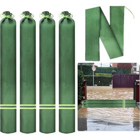 Klmnop 4 Pcs Sand Bags for Flooding, Long Canvas Sandbags Flood Protection with Elastic Band, Thickened Reusable Flood Barriers for Indoor and Outdoor Garage(4ft×7inch)