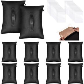 Set of 10 Anchor Bag Net Sandbags and 20 PE Bag Sports Weighted Anchors for Stability Baseball Nets Hockey Golf Football Nets Soccer Goals and More, Black