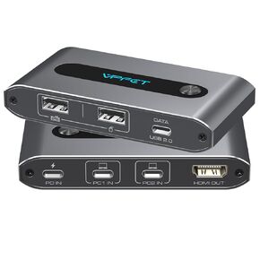 USB C KVM Switch 1 Monitor 2 Computers 4K60Hz HDMI KVM Switcher for 2 USB C Port Laptops Sharing One HDMI Display and Three USB Devices