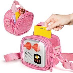 Mini Travel Case for Yoto Mini, Audio Player Case, Can Hold Player with a Card in It, with Adjustable Shoulder Strap, Pink, Bag Only