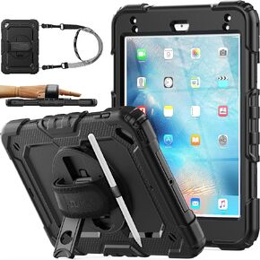 SEYMAC stock Case for iPad (A16) 11th/10th Generation 11''/10.9'' 2025/2022, Full-Body Drop Protection Case with Screen Protector &360° Rotate Hand Strap/Stand, Black in Kuwait