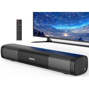 Saiyin 15.2 Inch Compact Sound Bar for Smart TV, 50W Soundbar for TV with Bluetooth5.3, Opt & AUX, Easy Setup & Wall Mountable, Perfect tv Sound bar for PC and Small Spaces Like Bedrooms
