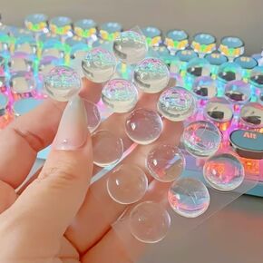 64pcs Nail Protection Silicone Keyboard Stickers for Keyboard Typing, Clear Silicone Keyboard Self Adhesive Cover Nail Art, Heightening Sticker for Women with Long Nails (64pcs)