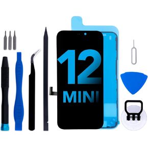 for iPhone 12 mini Screen Replacement kit, 5.4" LCD Display 3D Touch Digitizer Assembly with Frame Adhesive and Repair Tools (Model A2399/A2176/A2398/A2400/A2399)