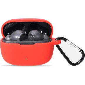علبة السيليكون لـ JBL Vibe 200tws & JBL Vibe Beam سماعات اللاسلكية الحقيقية ، وغطاء علبة مقاومة للصدمات مع Carabiner متوافق مع JBL Vibe 200tws و JBL Vibe Beam. (أحمر)