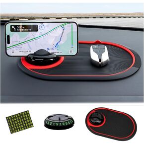 Multifunction Car Anti-Slip Mat Auto Phone Holder Car Dashboard Mat with Phone Holder in Car Auto Non-Slip Car Mats for Phone Slip red Circle