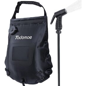 Portable Shower for Camping with 5-Gallon Solar Shower Bag,Temperature Gauge & Dual Spray Modes,Solar Heating PVC for Hot Showers,Perfect for Camping,Hiking,Beach Trips & Outdoor Adventures
