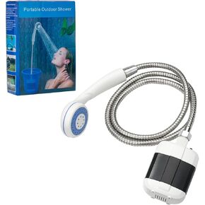 Portable Camping Shower Pump - Rechargeable Outdoor Shower Head Sprayer, Pumps Water from Bucket. Experience Refreshment Anywhere, Perfect for Camping, Hiking, Travel, Car Washing & Pet Cleaning