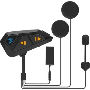 FreedConn FG Motorcycle Helmet Bluetooth Headset, Motorcycle Communication Systems with CVC Noise Cancellation, Stereo Music, 6 Riders 0.75mi/1200m intercom, 19Hrs Intercom, IP65, 2 Pack