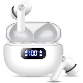 Wireless Earbuds, Bluetooth 5.3 Headphones LED Battery Display, 48H Playtime Mini Case IP7 Waterproof, for iOS Android, Pink