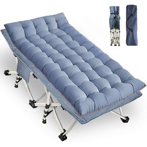 Camping Cot with Mattress Oversize Width XXL Folding Cot Heavy Duty Comfortable Cots for Sleeping Guest Bed with Carry Bag Portable Easy to Set-up for Home Travel Outdoor 79" x 32" x 18"