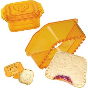 Sandwich Cutter and Sealer, 6 Pcs/Set Food Grade Decruster Sandwich Maker for Kids DIY Lunch Lunchbox and Bento Box(Blue Square)