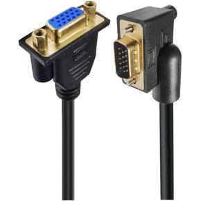 90 Degree Elbow 15Pin Male to Female Extension Cable Cord Right Angle HDB15 D-Sub Male Female Video Line Wire M F Cable(1.5M,4)